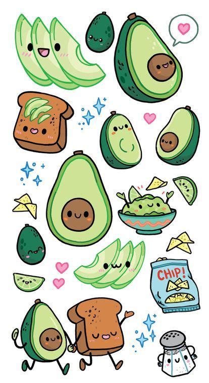 Stickers Avocado 12 Pack Cute Easy Drawings Cute Kawaii Drawings