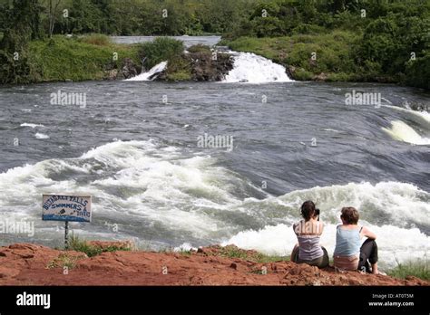 Tourists At Bujagali Falls Jinja Uganda East Africa Stock Photo Alamy