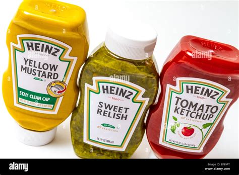 A Three Pack Of Heinz Products Ketchup Mustard And Sweet Pickle