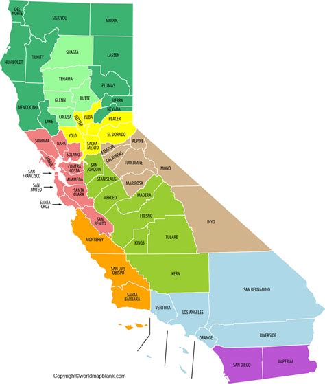 Map Of California With Counties And Cities Pdf