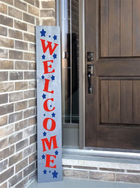 Welcome 4th of July Wooden Porch Sign | Etsy
