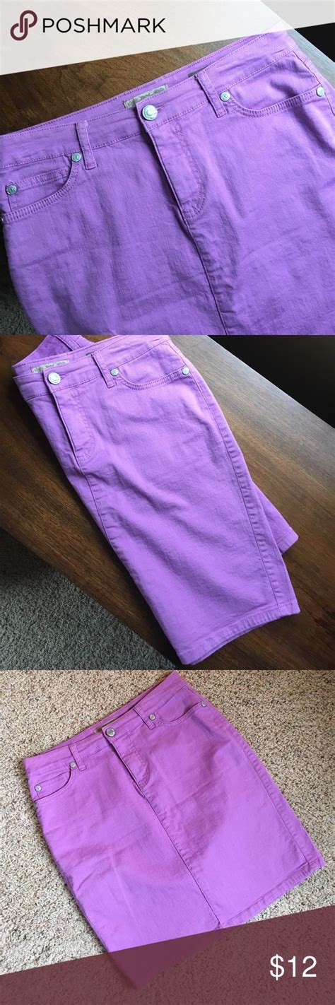 Purple Denim Skirt Knee Length Skirt Pencil Denim Skirt Skirts