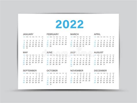 Calendar 2022 Template 12 Months Yearly Calendar Set In 2022 Planner