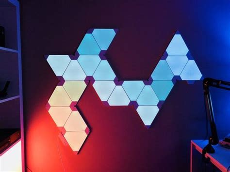 Thin, custom sizable, optical cast acrylic sheets with high output tier one rgb leds embedded along the edge of the led panels with an engraved light distribution grid. LED Wall Lights - Aurora Nanoleaf Smart LED Light Panels ...