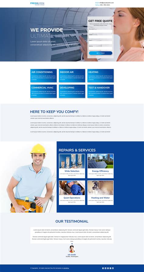 HVAC Landing Page Template For Heating & Cooling Companies by Olanding - oLanding