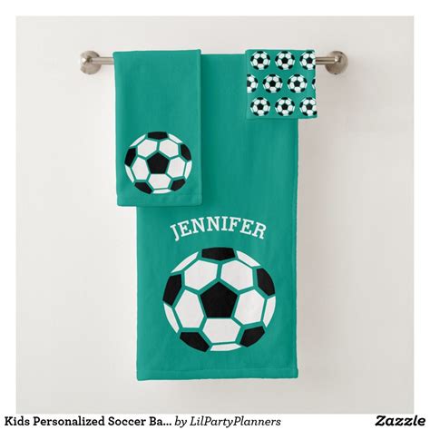 Whether you want to add a custom touch to their bathroom or create a fun accessory for the summer, our personalized kids' towels come in designs and styles perfect for children of all ages. Kids Personalized Soccer Ball Sports Green Bath Towel Set ...