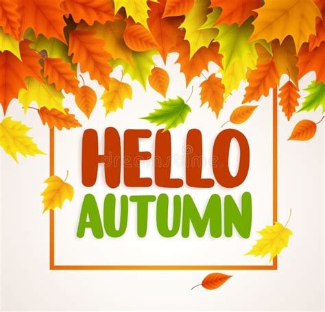 Hello Autumn Vector Banner Design Text Greetings For Fall Season With