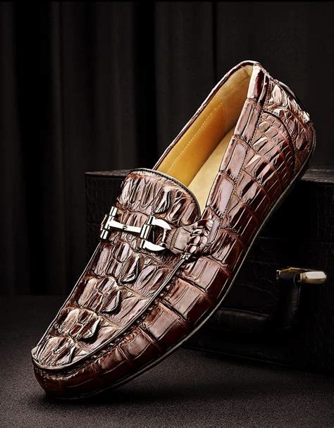 Casual Alligator Shoes Luxury Alligator Slip On Loafers For Men