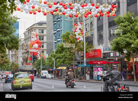 Queen Street Christmas decorations, Auckland, New Zealand Stock Photo