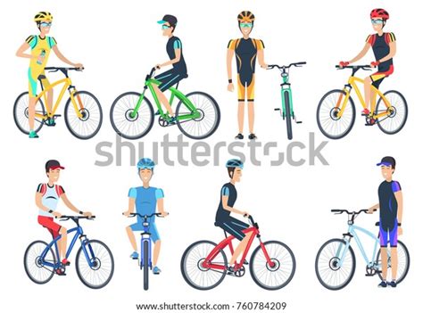 Bicyclist Riding On Bike Standing Near Stock Vector Royalty Free
