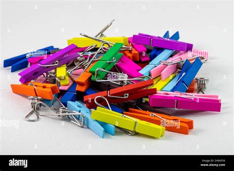 Pile Of Multi Colored Clothespins Ready For Use Stock Photo Alamy