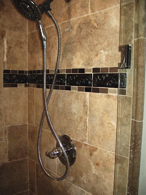 It is a room for personal hygiene, generally containing a bathtub or a shower, and possibly also a bidet. Shower tile accent border | Tile | Pinterest | Master ...
