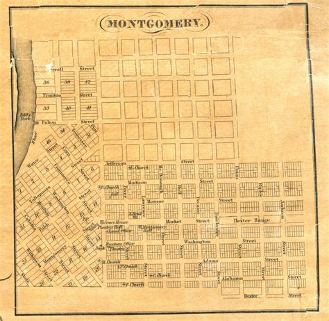 Map Of Early Montgomery Alabama With Names Of The Earliest Settlers