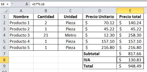 Formula Para Sacar El Iva En Excel En Mexico Printable Templates Free