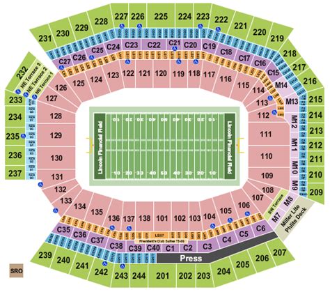 Lincoln Financial Field Seating Chart Rows Seats And Club Seats