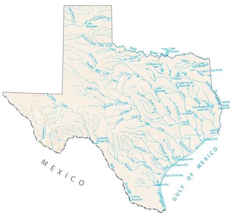 Texas Lakes And Rivers Map Gis Geography