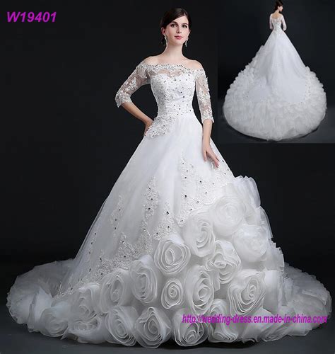 China Ruffles Rose Ruched Elegant Bridal Gowns High End Wedding Gowns