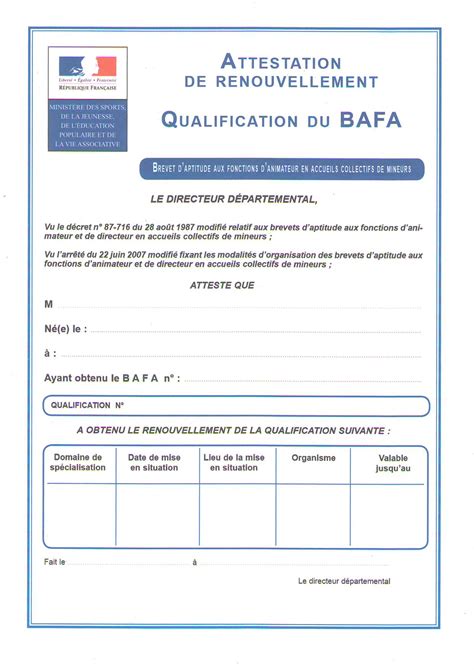 Modele Attestation Qualification Document Online