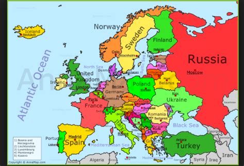 Europe Map Countries And Capitals