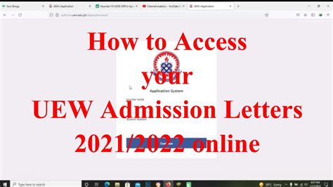 How To Access Uew Admission Letters 2021 2022 Youtube