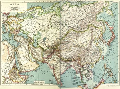 Colorful And Vintage Asia Map