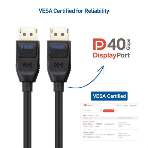 Cable Matters Vesa Certified Displayport 21 Cable 2m66ft Support