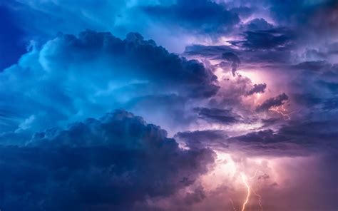 Download Thunderstorm Lightning Sky Clouds Wallpaper