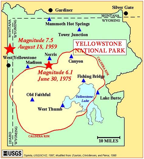 Map Of The Park Yellowstone National Park National Parks Map