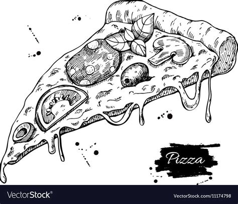 Pizza Slice Drawing Hand Drawn Pizza Royalty Free Vector Pizza Slice