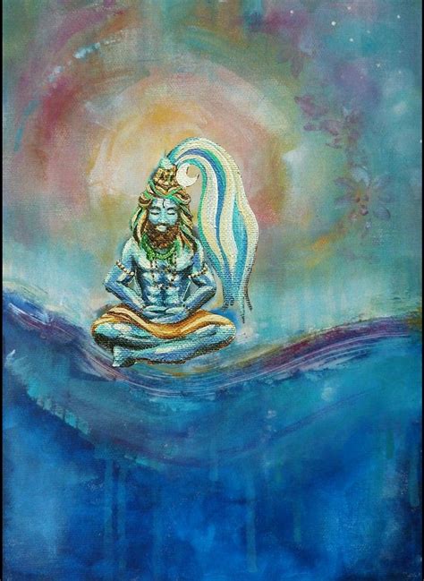 Lord Shiva As Adiyogi In Creative Art Painting Шива