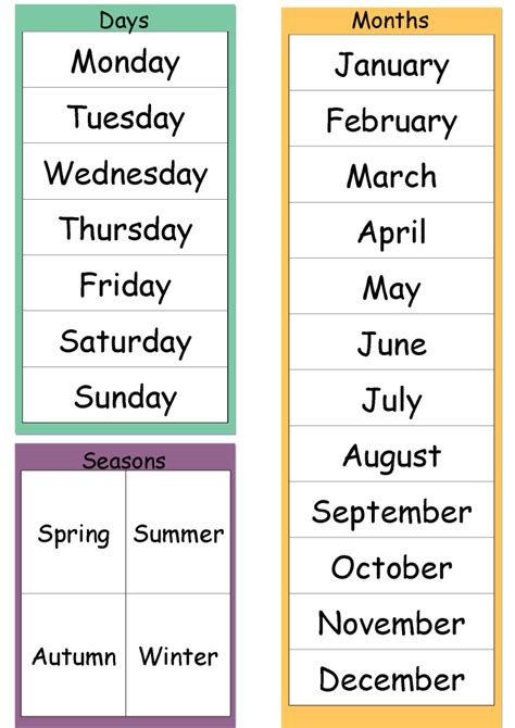 Months Seasons Days Months Seasons Learn English Words English