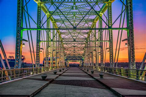 Nashville Tennessee Pedestrian Bridge At Sunrise Stock Photo Download