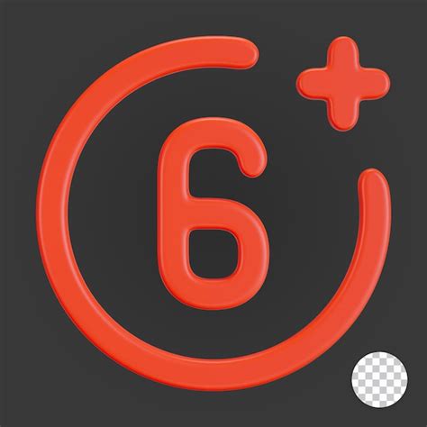 6 mais ícone 3d do símbolo PSD Premium