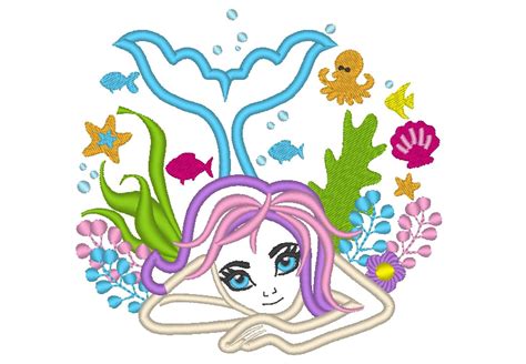Mermaid Applique Embroidery Designs Mermaid Embroidery Designs For
