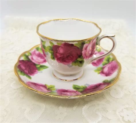 Bone China Tea Cups And Saucers Made In England Set Of 2 With Floral