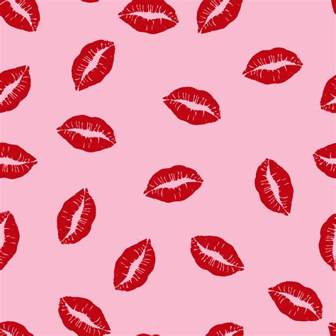 Kissing Red Lips Seamless Pattern On Pink Background 1419001 Vector Art