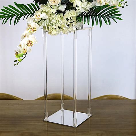 Balsacircle 24 Clear Crystal Rectangular Stand Flower Vase Column
