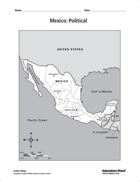 Mexico Political Map Organizer For 6th 12th Grade Lesson Planet