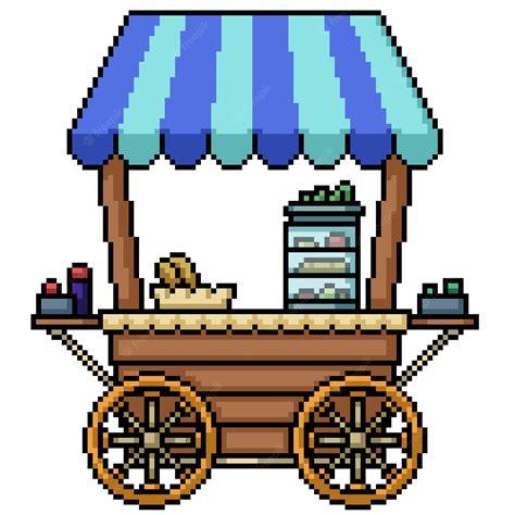 Premium Vector Pixel Art Of Small Cart Shop