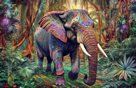 Psychedelic Elephant Digital Art By Chuck Underwood Fine Art America