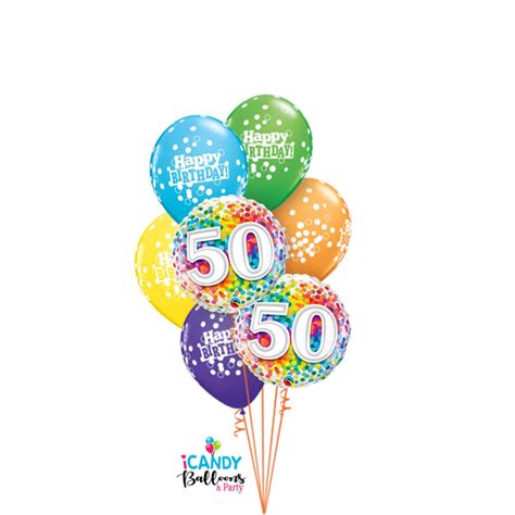 50th Birthday Confetti Dazzler Balloon Bouquet 50bd07 Icandy Balloons