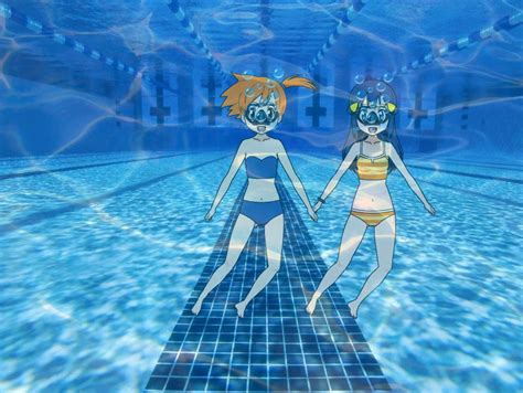 Pokemon Misty And Dawn Swimming Underwater By Crt2mtsu1 On Deviantart