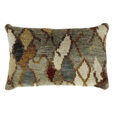 Handwoven New Boho Wool Throw Pillow In Ochre And Grey At 1stdibs