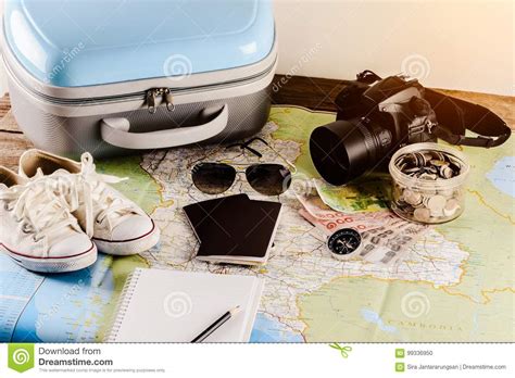 Save Money For Travel Trip. Travel Accessories For The Travel Tr Stock Photo - Image of object ...