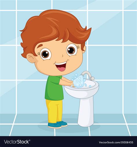 Of A Kid Washing Hands Royalty Free Vector Image