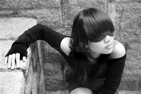 Asian Girl Wearing Blindfold Picture Image 1634988
