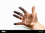 Ein Bild von schmutzigen Hände eines Mannes, der Verschmutzung durch Öl ...