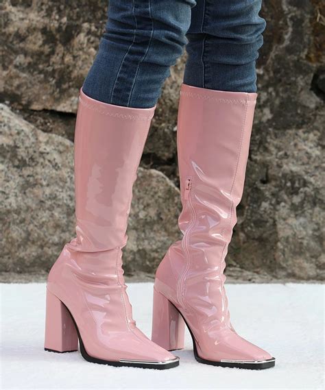 promo 🤩 rxfsp pink zip detail square toe boot 👩 women 👍 online at rxfsp shop up to 40 off