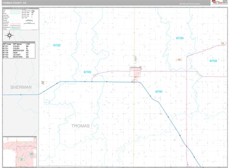 Thomas County, KS Wall Map Premium Style by MarketMAPS - MapSales
