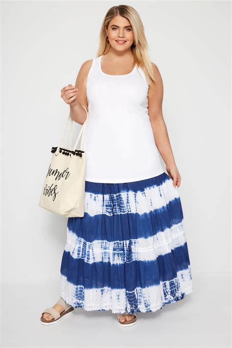 Blue Tie Dye Tiered Maxi Skirt Sizes To Yours Clothing